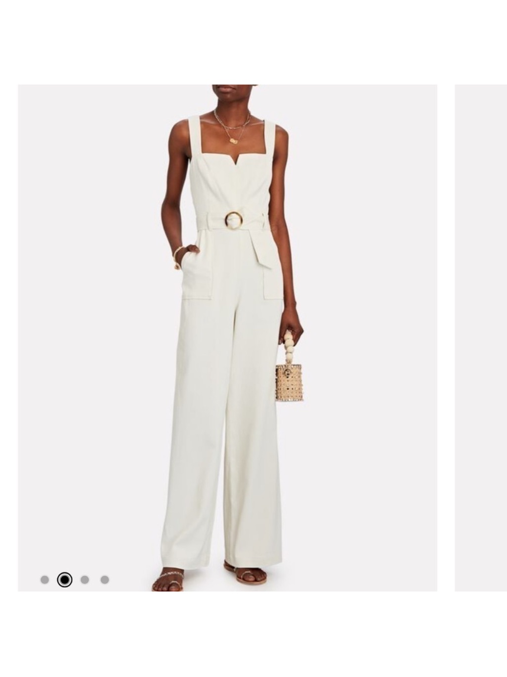 Intermix Aspen Cream Wide-Leg Jumpsuit With Adjustable Straps And Belt - Bnwot